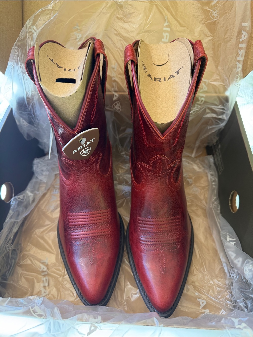 Ariat Maggie Red Leather Western Ankle Boots